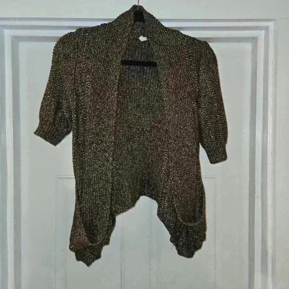 Moth Anthropologie Womens Open Knit Cardigan Brown Size Small